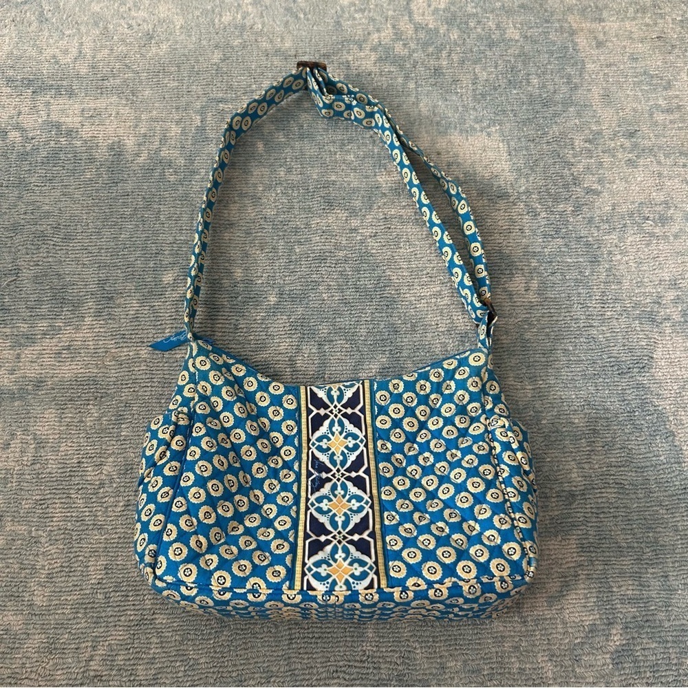 Vera Bradley Riviera Blue Adjustable Strap On The Go Crossbody Purse Bag
